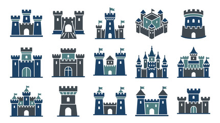 Collection of castle tower icons. © Wawan