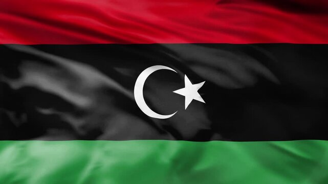Waving libya national flag fabric texture background animation loop design.