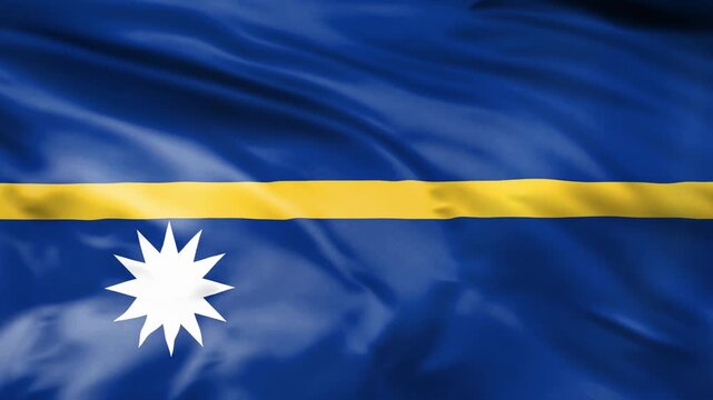 Nauru flag waving in wind realistic national country 3d animation.