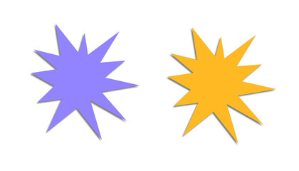 Fototapeta premium Two colorful starburst shapes isolated on transparent background