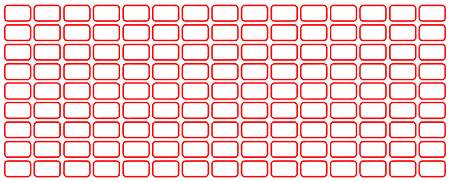 Grid of red outlined rounded rectangles isolated on transparent background