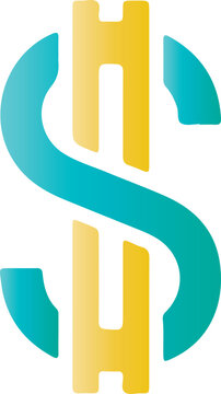 Doller sign loho in art on white background.