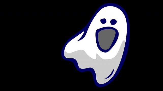 Cute cartoon Halloween ghost floating loop animation 4K video.
