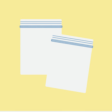 Two white envelopes with blue security tint patterns on yellow background