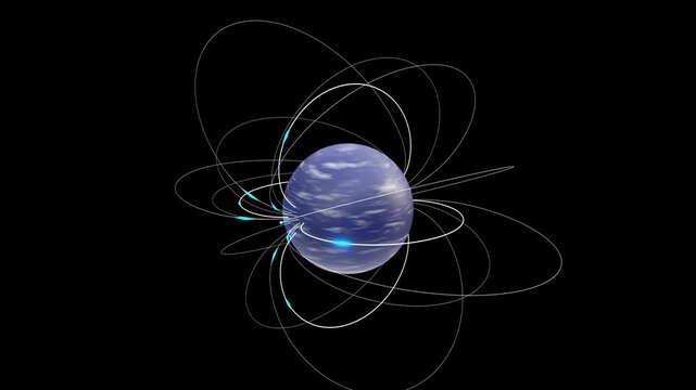 Magnetic field showing with lines on transparent background. Full HD. 4K