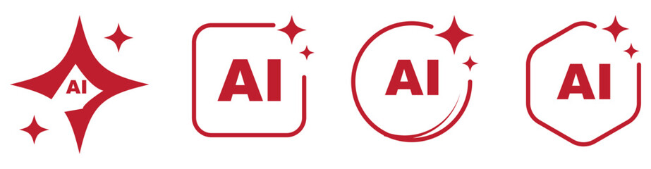 Generative AI logo icon magic sparkle stars symbol , Artificial intelligence sign. Vector ai generated icon blue logo. Artificial intelligence symbol, sparkle star with square button. © Top
