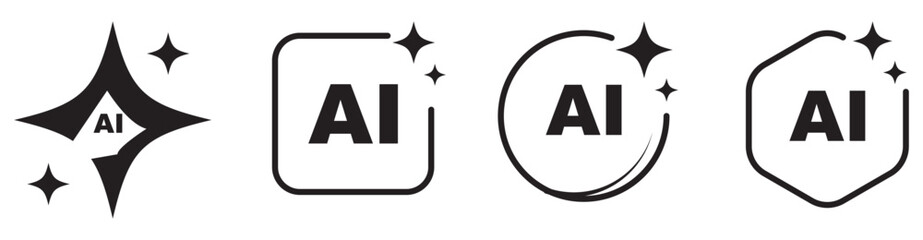 Generative AI logo icon magic sparkle stars symbol , Artificial intelligence sign. Vector ai generated icon blue logo. Artificial intelligence symbol, sparkle star with square button. © Top