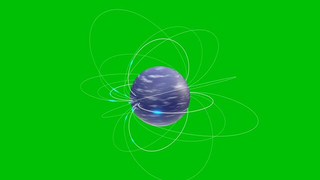 Magnetic field showing with lines on green background. Full HD. 4K