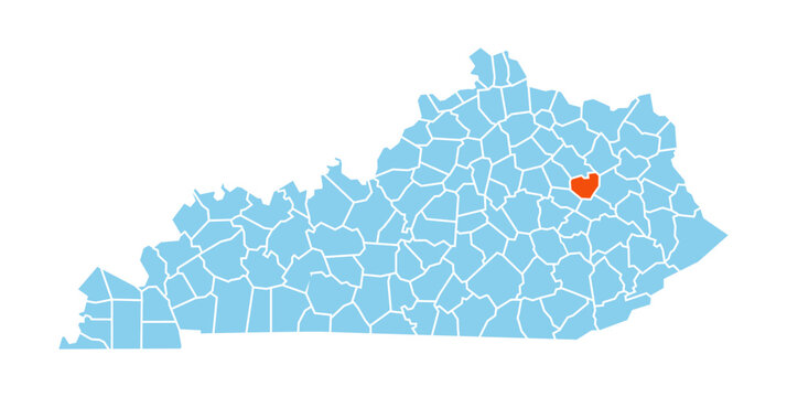 Menifee County Highlighted in Orange on Kentucky State Vector Map