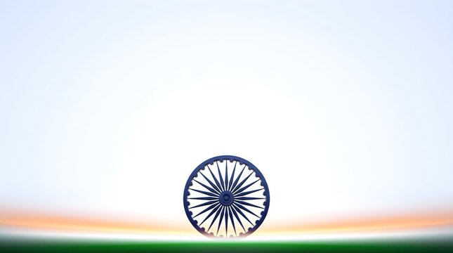 Ashoka Chakra wheel on Indian flag background