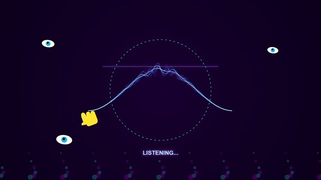 Digital AI Voice Assistant Interface Visualizing Audio Waveforms