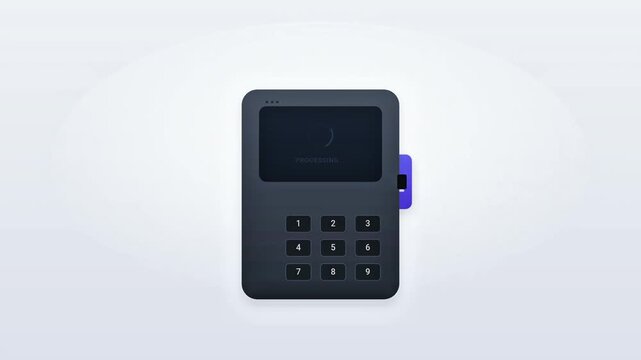 Animated Credit Card Machine Displaying Declined Transaction with Red Cross