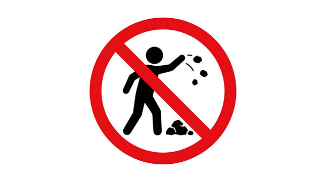 No littering sign with person throwing trash
