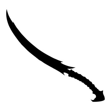 Black silhouette curved scimitar weapon icon