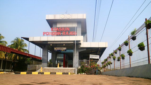 Depok, Indonesia - June 22, 2026: Pondok Rajeg Station. A Commuter Line station connecting Nambo and Jakarta Kota.