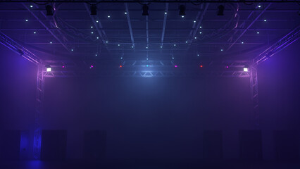 3D render of an empty stage background with dim lighting © digiprodigital
