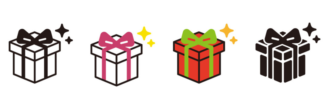 プレゼントのアイコン。ギフトボックスや箱をのベクターイラスト。Present icon.