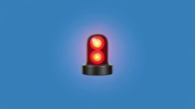 Flashing Red Alert Lamp with Green Status Indicators against blue background