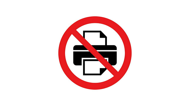 No printing or print icon symbol
