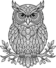 Fototapeta premium owl on a branch illustration