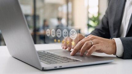 Fototapeta premium Business professional giving online five star rating