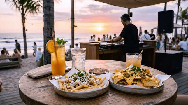 snacks and beer on the beach