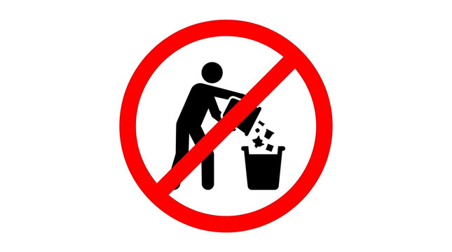 Prohibited person throwing trash into bin