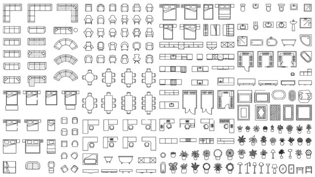 Architectural Furniture CAD Blocks Mega Collection for Interior Floor Plan Vector Set