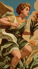 Obraz premium An ancient greek cupid vintage myth mobile wallpaper