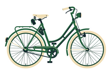 Fototapeta premium A classic green city bicycle with a cream-colored seat