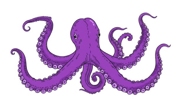 Fantasy Purple Octopus Tentacle Hand Drawn Illustration Animated Background