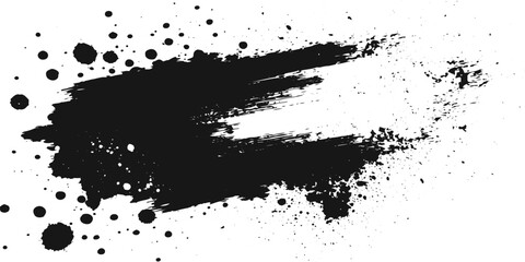 Fototapeta premium Abstract Black Brush Stroke Texture Collection with Artistic Grunge Ink Splash Vector Elements.