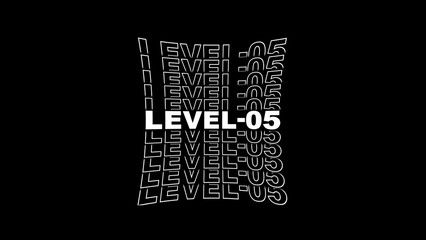 Fototapeta premium Level 05 text graphic with repeating wavy effect on black background image photo