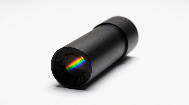Handheld spectroscope showing spectral lines, spectroscopy physics concept
