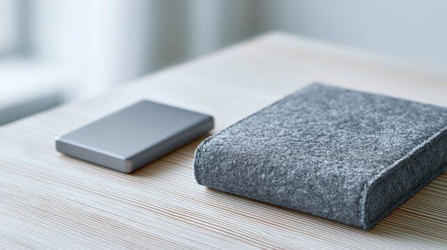 Portable external hard drive with felt case