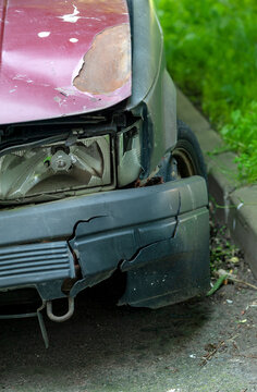 Damaged vehicle shows collision impact