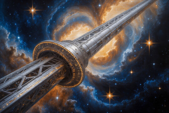 Futurism science fiction urban cityscape, cyber city town panorama building future AI Generative