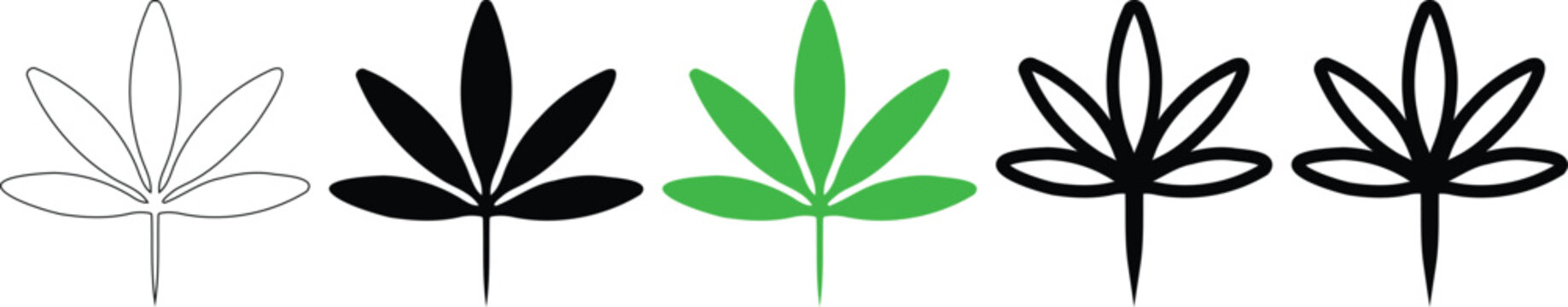 Cannabis leaf icon. Marijuana leaf shape symbol. Simple pictogram for hemp plant, cbd product, herbal medicine, botanical design and organic nature design.