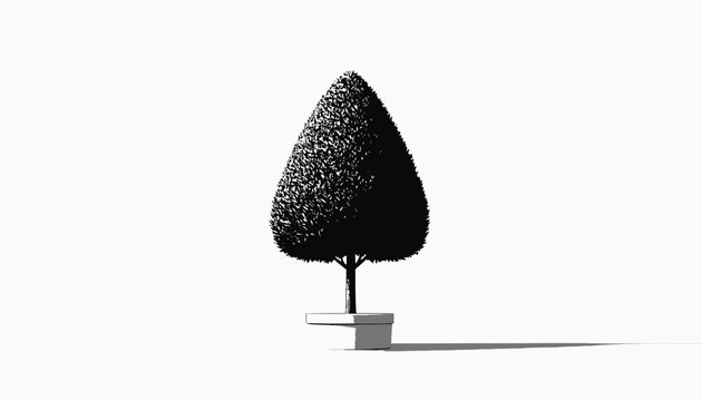 Black decorative tree on pedestal base.