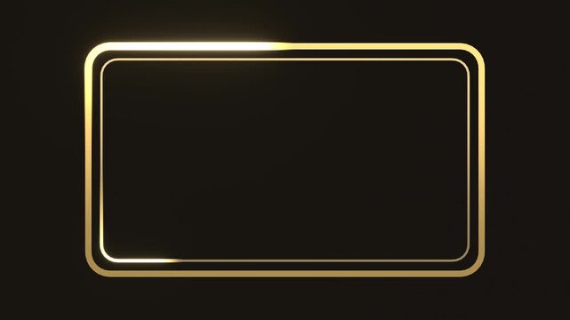 Golden frame with light line traveling around border seamless loop 4K luxury background