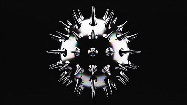 Dynamic ferrofluid spikes form a captivating abstract sphere in darkness