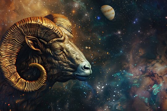 Abstract astrological concept of Aries zodiac sign symbol