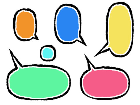 Hand Drawn Speech Bubble Set &ndash; Brush Style Comic and Manga Balloon Collection / colorful / 筆タッチのフキダシセット4 / カラフル / 円 / 漫画素材