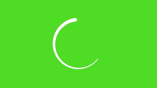 White circle loading animation green screen, spinner seamless loop