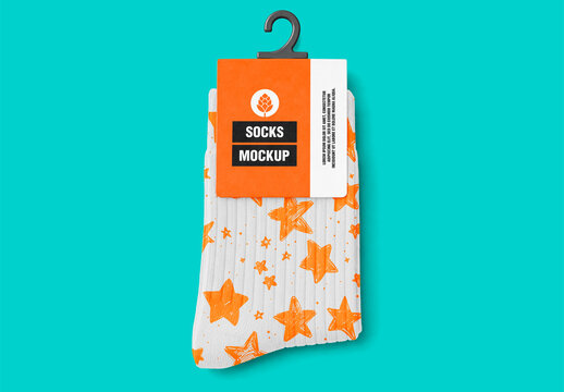 Blank Socks Packaging Label Mockup