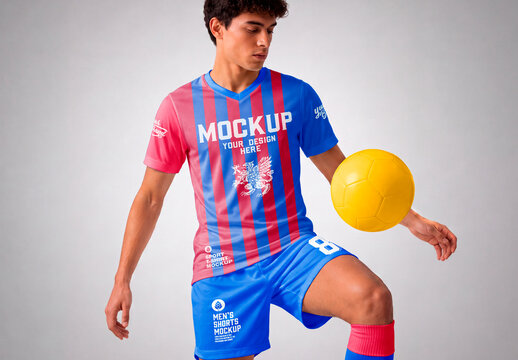 Blank Soccer Uniform Mockup on Player