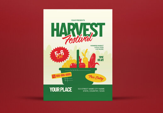 Green and Red Organic Style Harvest Festival Flyer Layout