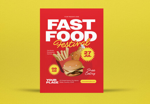 Red Retro Fast Food Festival Flyer Layout