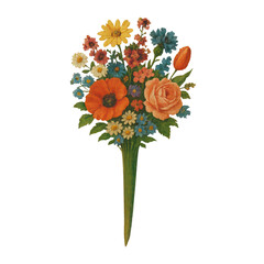 Obraz premium PNG Vibrant floral bouquet illustration
