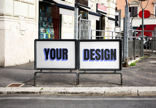 Mockup Of Customizable Signs In City